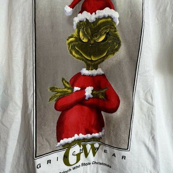 Grinch Who Stole Christmas 1997 Suess Wear Vintage White T-Shirt Red Suit XL - Picture 5 of 5